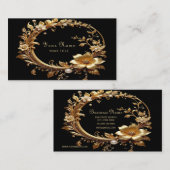 Golden Floral Ornate Frame Business Card 名刺 (正面/裏面)