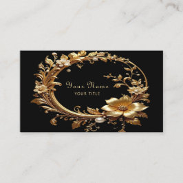 Golden Floral Ornate Frame Business Card 名刺