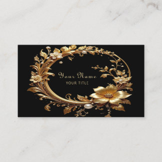 Golden Floral Ornate Frame Business Card 名刺