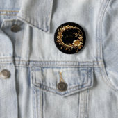 Golden Floral Ornate Frame Button 缶バッジ (インサイチュ)