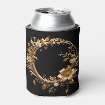 Golden Floral Ornate Frame Can Cooler