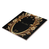 Golden Floral Ornate Frame Ceramic Tile タイル (側面)