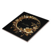Golden Floral Ornate Frame Ceramic Tile タイル (側面)