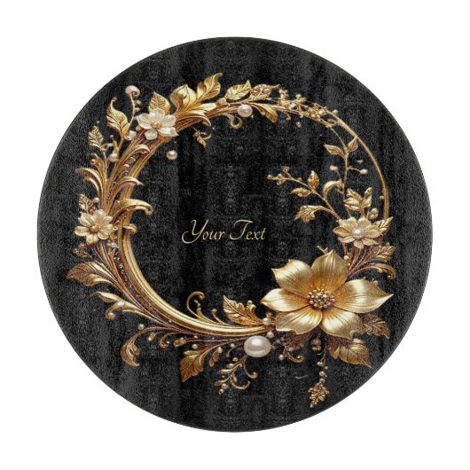 Golden Floral Ornate Frame Cutting Board カッティングボード (正面)