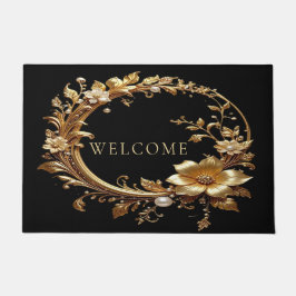 Golden Floral Ornate Frame Doormat ドアマット