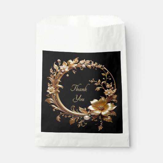 Golden Floral Ornate Frame Favor Bag フェイバーバッグ (正面)