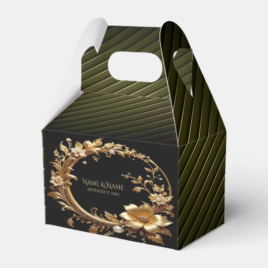 Golden Floral Ornate Frame Favor Box フェイバーボックス (正面サイド)