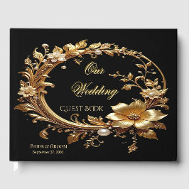 Golden Floral Ornate Frame Guest Book ゲストブック