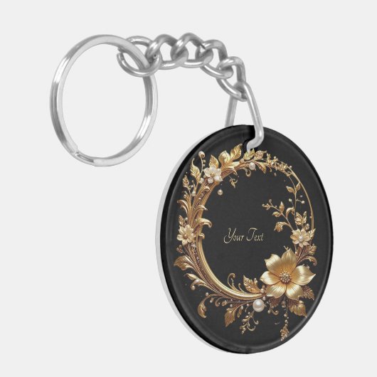 Golden Floral Ornate Frame Keychain キーホルダー (正面左)