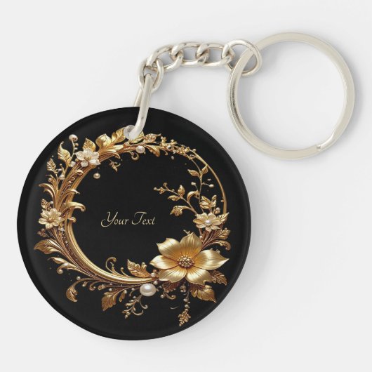 Golden Floral Ornate Frame Keychain キーホルダー (裏面)