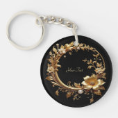 Golden Floral Ornate Frame Keychain キーホルダー (正面)