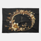 Golden Floral Ornate Frame Kitchen Towel キッチンタオル (横)
