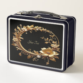 Golden Floral Ornate Frame Lunch box メタルランチボックス
