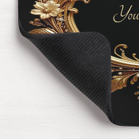 Golden Floral Ornate Frame Mousepad マウスパッド (コーナー)