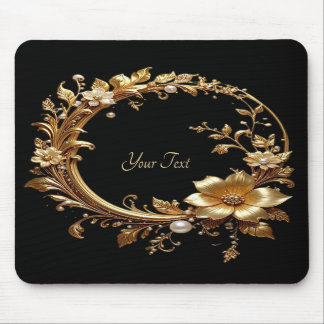 Golden Floral Ornate Frame Mousepad マウスパッド