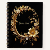 Golden Floral Ornate Frame Notebook ノートブック (正面)
