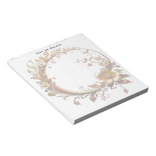 Golden Floral Ornate Frame Notepad ノートパッド (アングル)