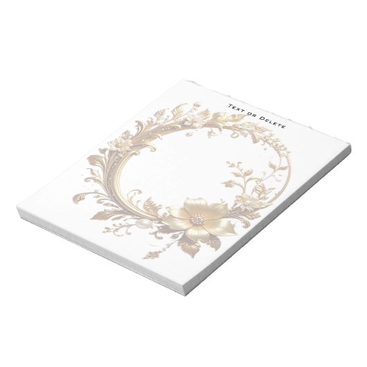 Golden Floral Ornate Frame Notepad ノートパッド (回転)