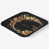 Golden Floral Ornate Frame Paper Plate ペーパープレート (傾斜あり)