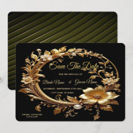 Golden Floral Ornate Frame Save The Date セーブザデート