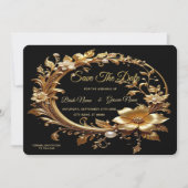 Golden Floral Ornate Frame Save The Date セーブザデート (正面)