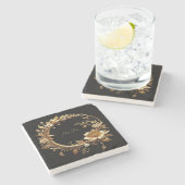 Golden Floral Ornate Frame Stone Coaster ストーンコースター (横)