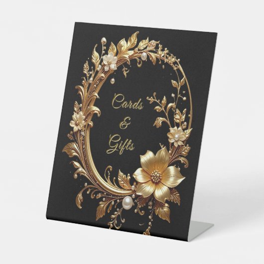 Golden Floral Ornate Frame Tabletop Signs 台座サイン (正面)