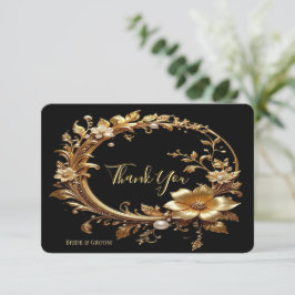 Golden Floral Ornate Frame Thank You Card サンキューカード