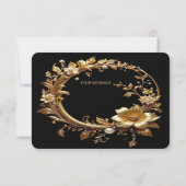 Golden Floral Ornate Frame Thank You Card サンキューカード (裏面)