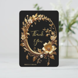 Golden Floral Ornate Frame Thank You Card サンキューカード