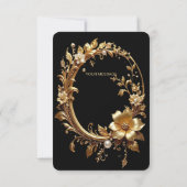 Golden Floral Ornate Frame Thank You Card サンキューカード (裏面)