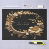 Golden Floral Ornate Frame Tissue Paper 薄葉紙 (クラフト)