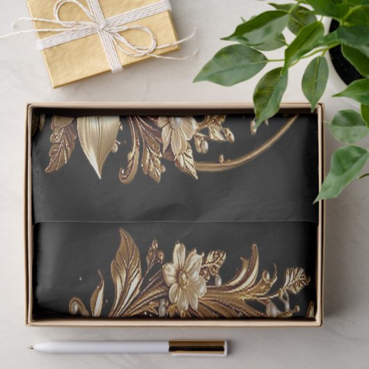 Golden Floral Ornate Frame Tissue Paper 薄葉紙 (ギフト)