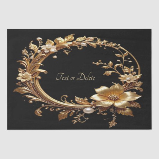 Golden Floral Ornate Frame Tissue Paper 薄葉紙 (正面)
