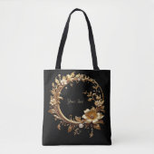 Golden Floral Ornate Frame Tote Bag トートバッグ (正面)