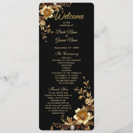 Golden Floral Ornate Frame Wedding Program プログラム