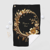 Golden Floral Ornate Golf Towel ゴルフタオル (インサイチュ)