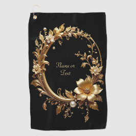Golden Floral Ornate Golf Towel ゴルフタオル