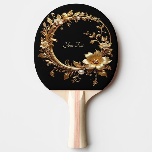 Golden Floral Ornate Ping Pong Paddle 卓球ラケット (正面)