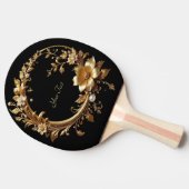 Golden Floral Ornate Ping Pong Paddle 卓球ラケット (横)