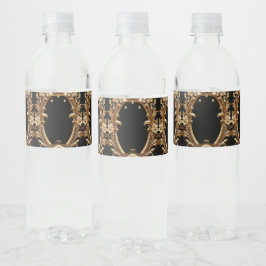 Golden Floral Ornate Water Bottle Label ペットボトルラベル