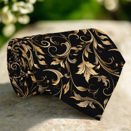 Golden Floral Pattern  Elegant Luxury Modern ネクタイ