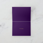 Golden Floral Pattern Leaves Purple Modern Wedding サンキューカード (内部)