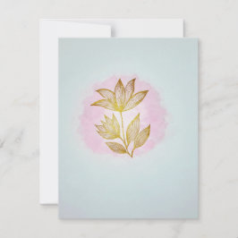 Golden Floral Pink Response Card (RSVP) 出欠カード