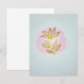 Golden Floral Pink Response Card (RSVP) 出欠カード (正面/裏面)