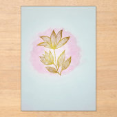 Golden Floral Pink Wedding Invitation アクリル招待状 (正面)