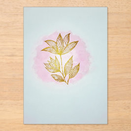 Golden Floral Pink Wedding Invitation アクリル招待状