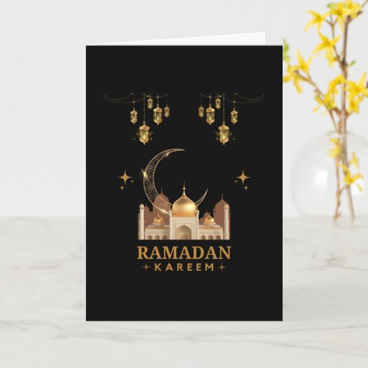 Golden Floral Ramadan Kareem Celebration カード (黄色い花)