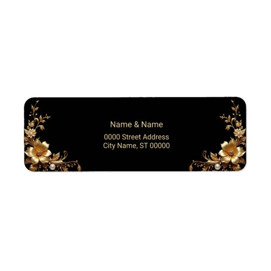 Golden Floral Return Address Label ラベル (正面)