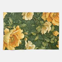 Golden Floral Tapestry キッチンタオル